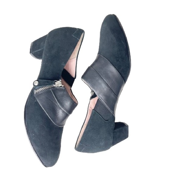 Taryn Rose Shoes - Taryn Rose Black Suede Shoes | Zip Up Bootie Low Heel Pumps | Size 9
